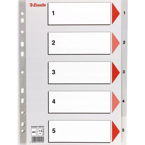 Przekładki Esselte A4 Szare 1-5